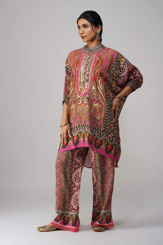 Sawariya Cot-Cotton Printed Co-ord Set with Mirror Embellishment