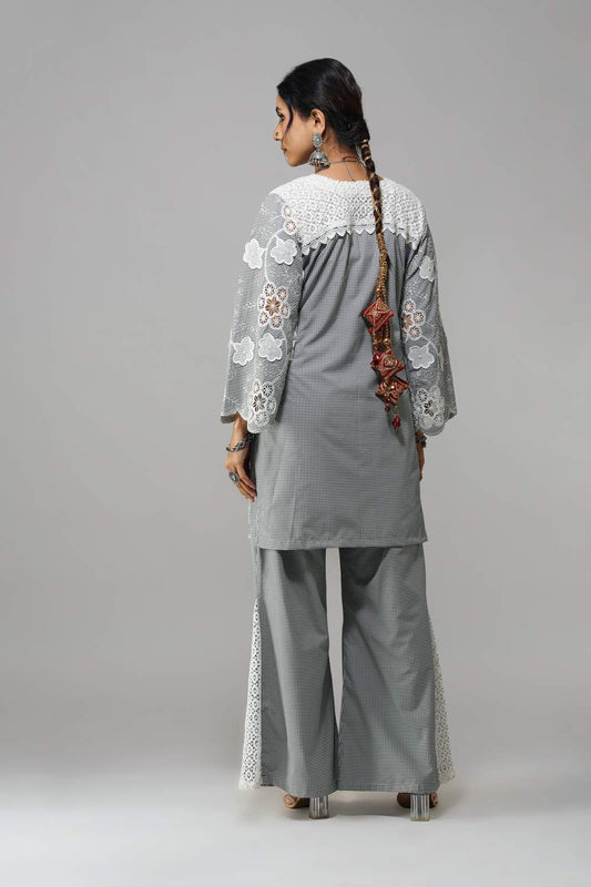 Rangreez Cot-Cotton Co-ord Set with Delicate Lace Detailing