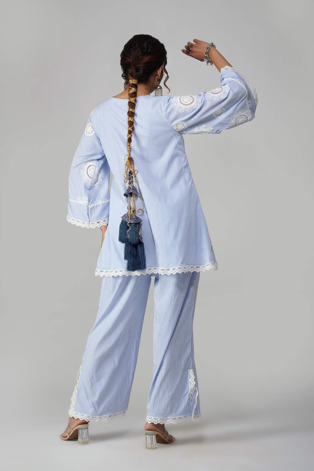Rangreez Cot-Cotton Co-ord Set with Delicate Lace Detailing