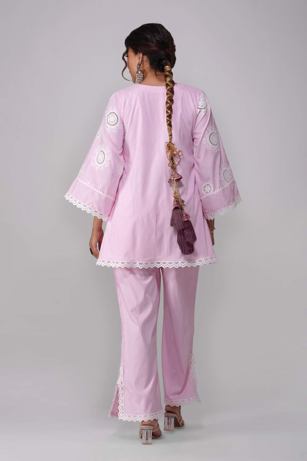 Rangreez Cot-Cotton Co-ord Set with Delicate Lace Detailing