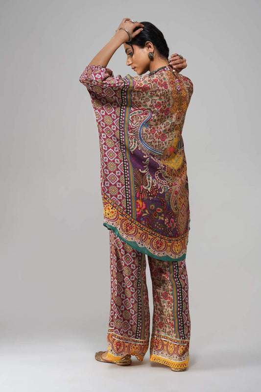 Sawariya Purple Blossom Co-ord Set in Pure Cotton