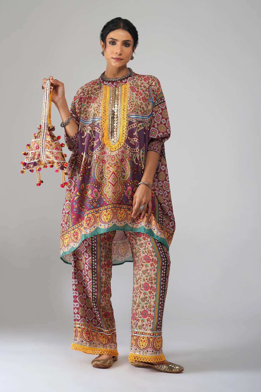 Sawariya Purple Blossom Co-ord Set in Pure Cotton