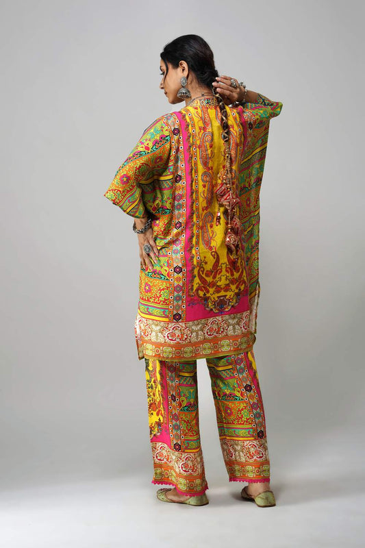 Multicolor printed cotton muslin co-ord set