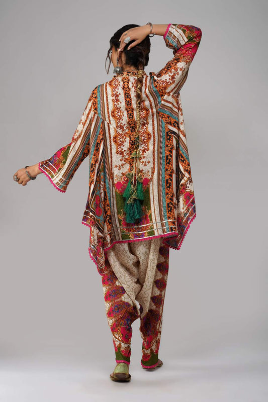 Vintage-inspired printed co-ord set in cotton muslin