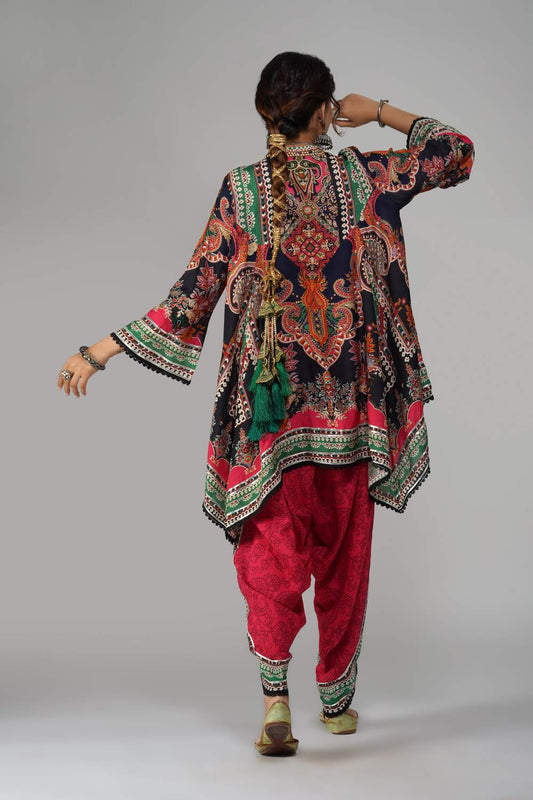 Bohemian Blossom Printed Co-ord Set in Cotton Muslin