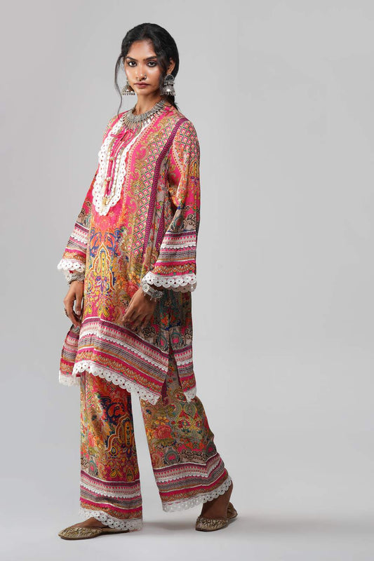 Crimson Bloom in Cotton Muslin