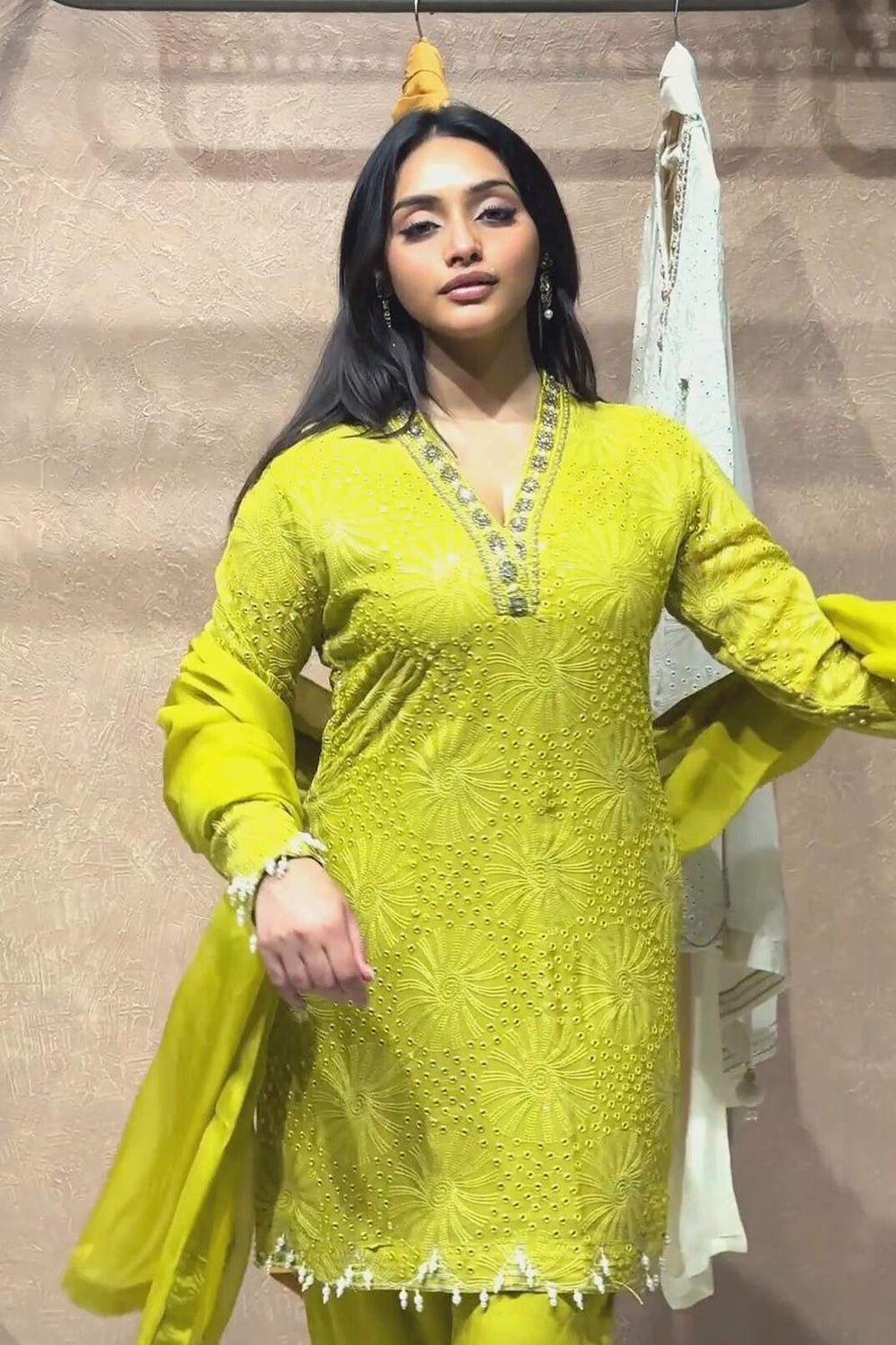 Ishum Noor Lime Radiance Cotton Muslin Co-Ord Set