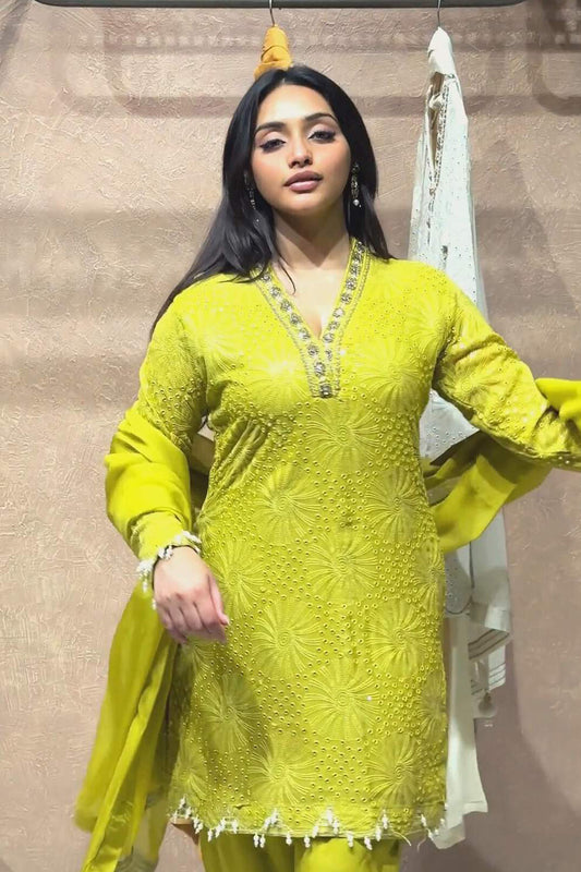 Ishum Noor Lime Radiance Cotton Muslin Co-Ord Set