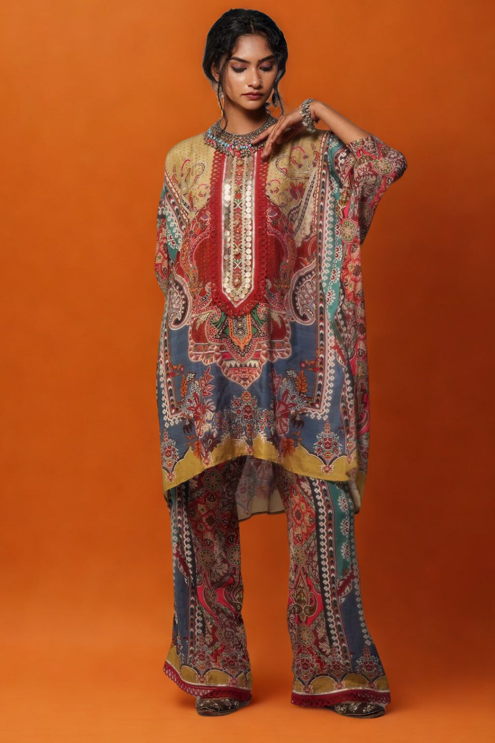 Sawariya Cm-Cotton Muslin Printed Co-ord Set with Mirror Embellishments