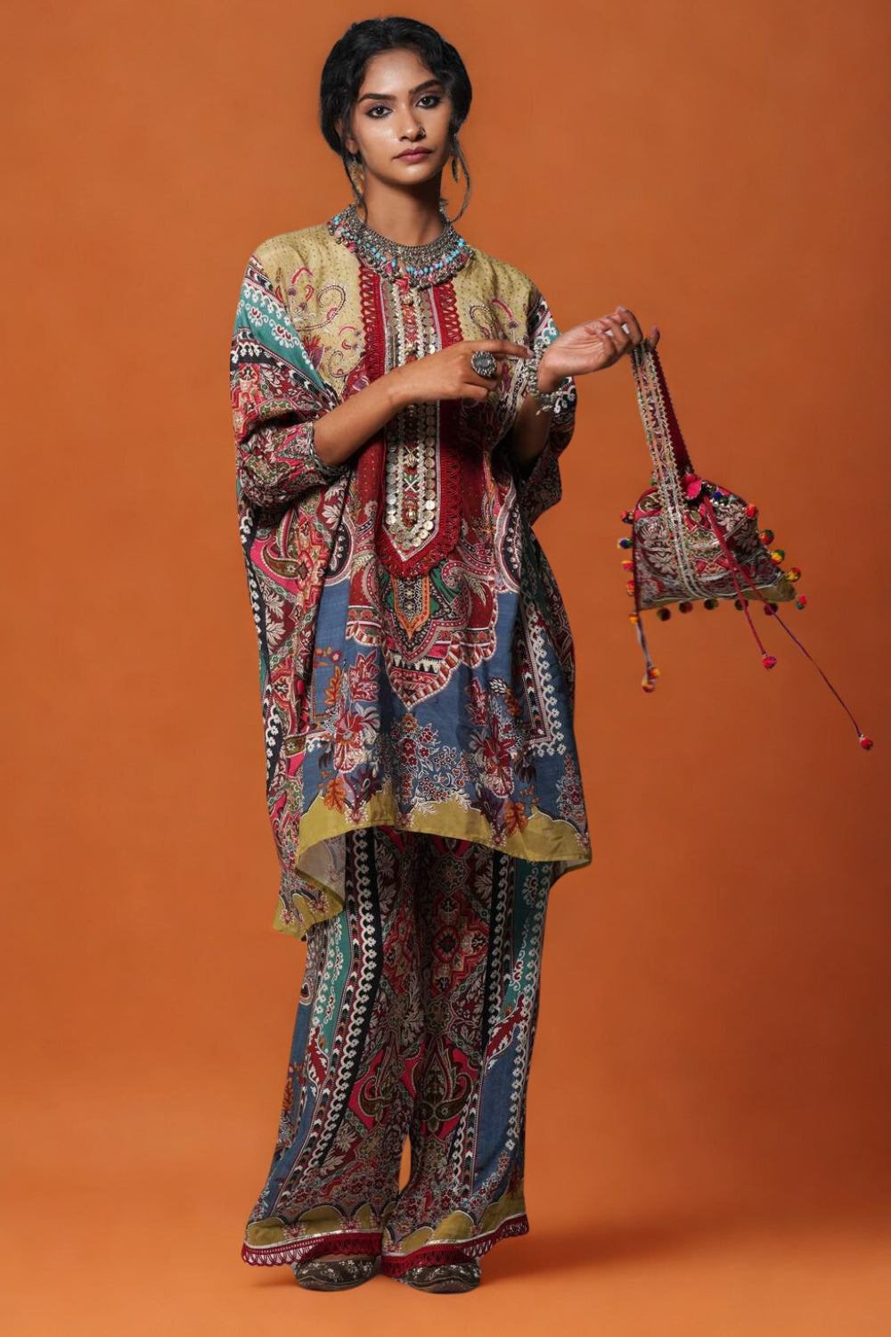 Sawariya Cm-Cotton Muslin Printed Co-ord Set with Mirror Embellishments
