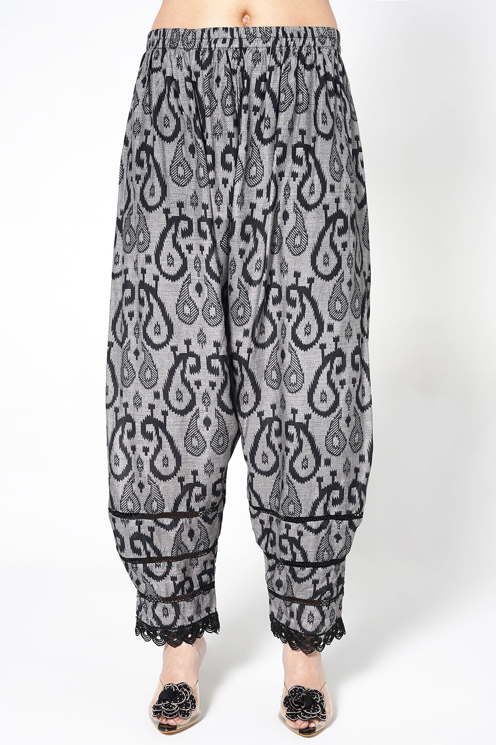 Daily Drama Grey Linen Designer Kurta Palazzo Set