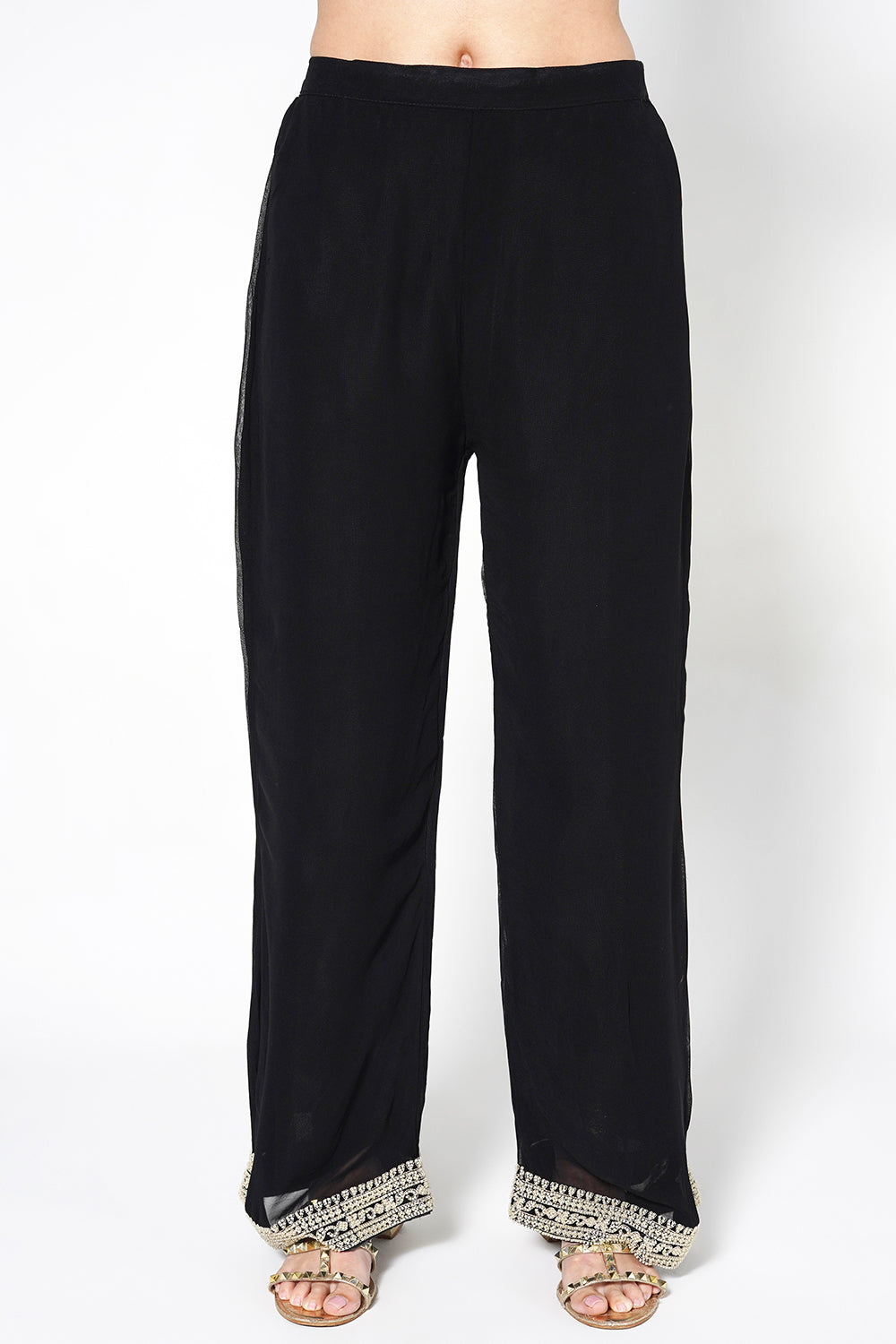 Mouse Grey Georgette Kurta Set With Contrast White Embroidery And Matching Dupatta