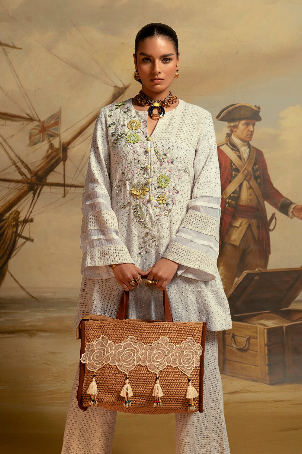 Resha Jute Fabric Embroidered Designer Co-Ord Set Festive Elegant Outfit