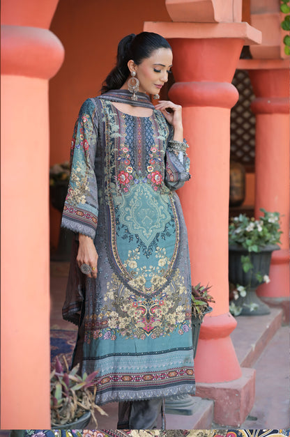Elegant Pakistani Suit Set, Cotton Muslin - Summer Collection #ISH-05-01