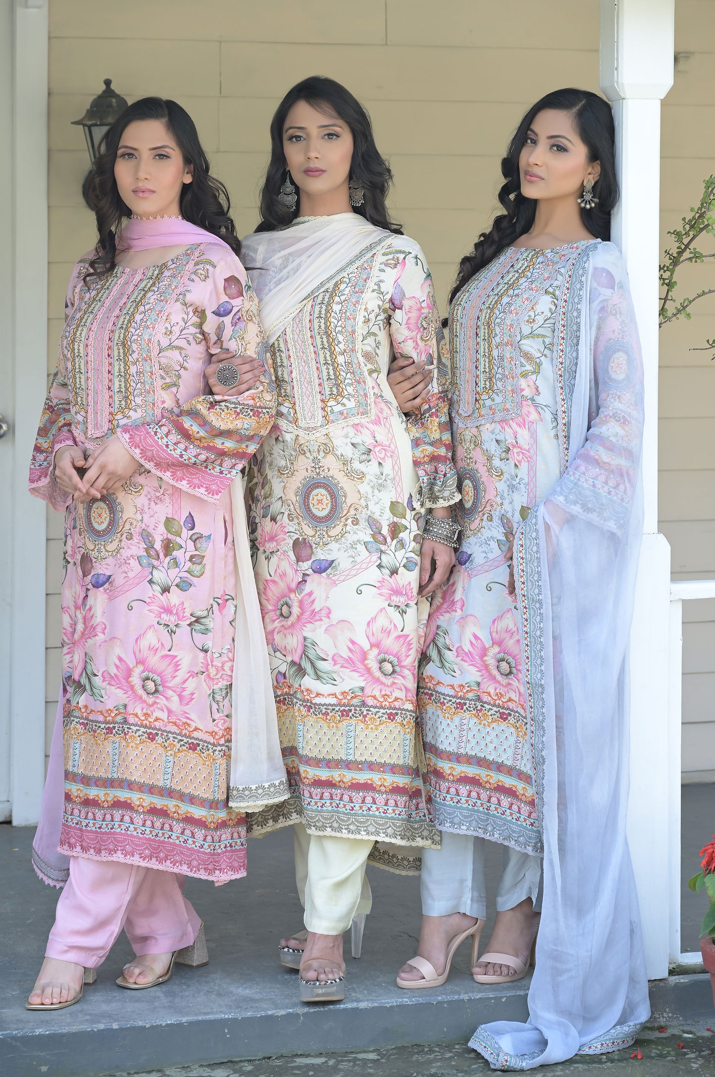 Multi Color Print Suit Set, Cotton Muslin - Summer Collection #ISH-010-03