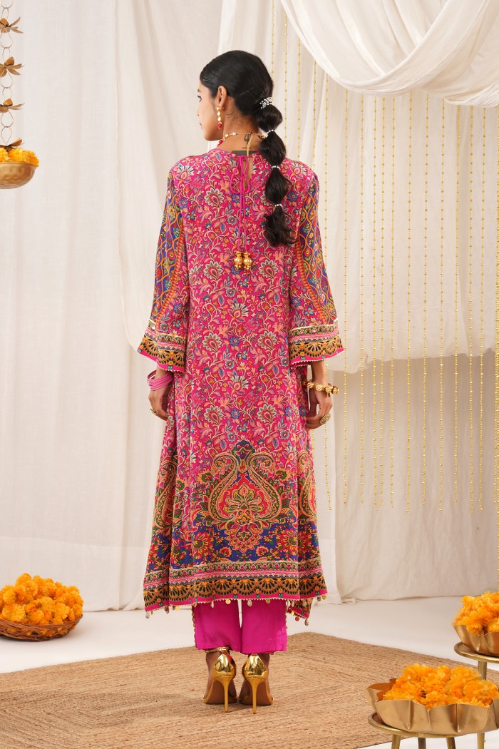 Riwayat - Pink Multicolor Choga Suit Embroidered Elegance