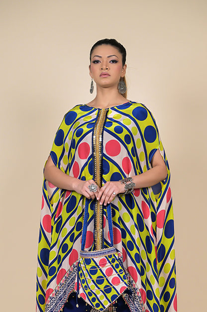 Radiant Rhapsody: The Kaftan Dress with a Kaleidoscope of Colors - Cotton Muslin #ISH-21-02