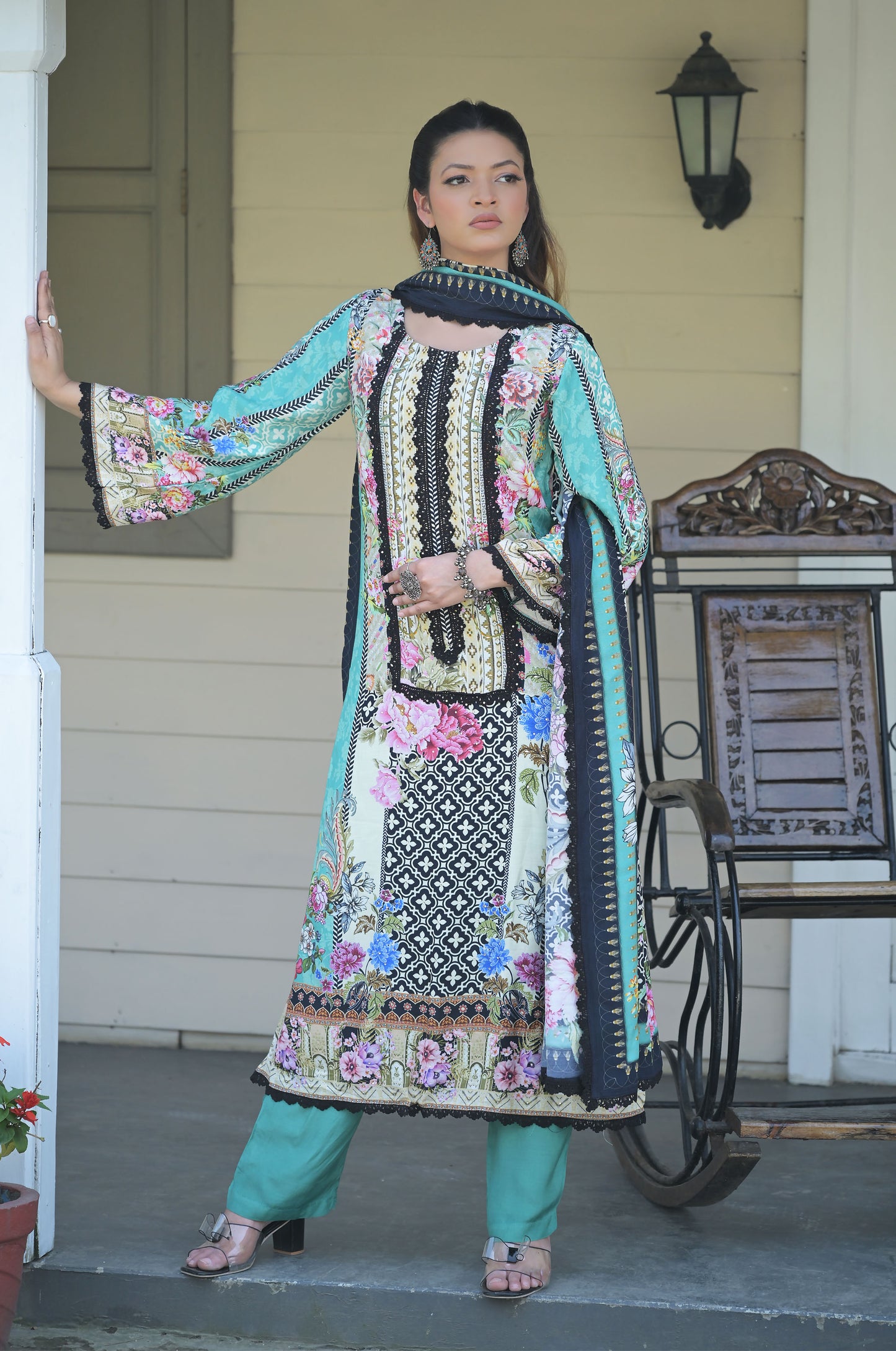 Pakistani Baby Pink Print Suit Set, Cotton Muslin - Summer Collection #ISH-015-03