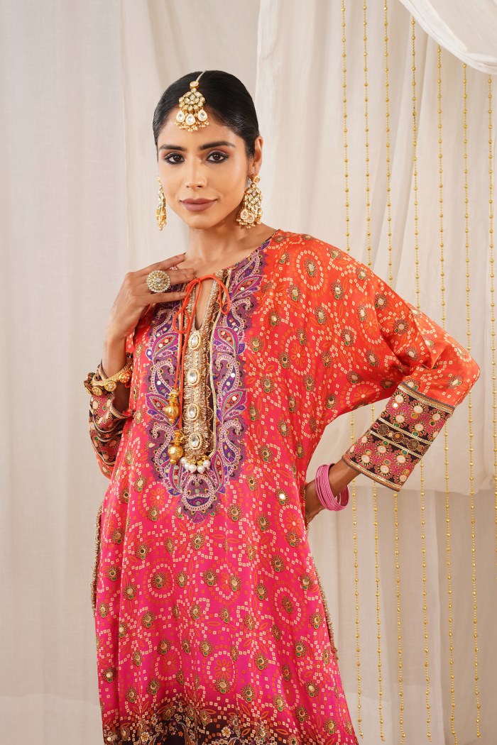 Multicolor Pink Hues Choga Suit Set - Riwayat