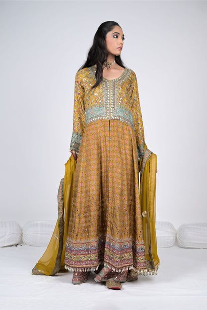 Royal Grandeur in Mustard: Rajwada Rivaaz Anarkali Suit