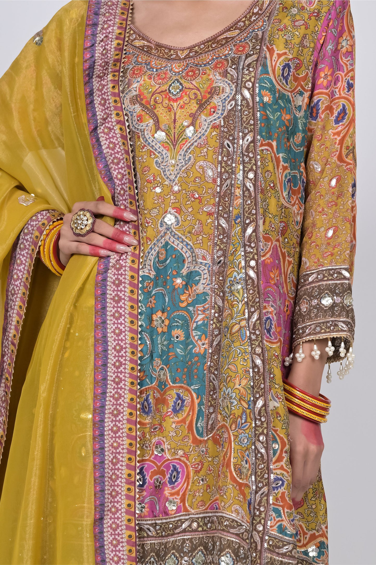 Traditional Rajwada Riwaaz Mustard Sharara Suit