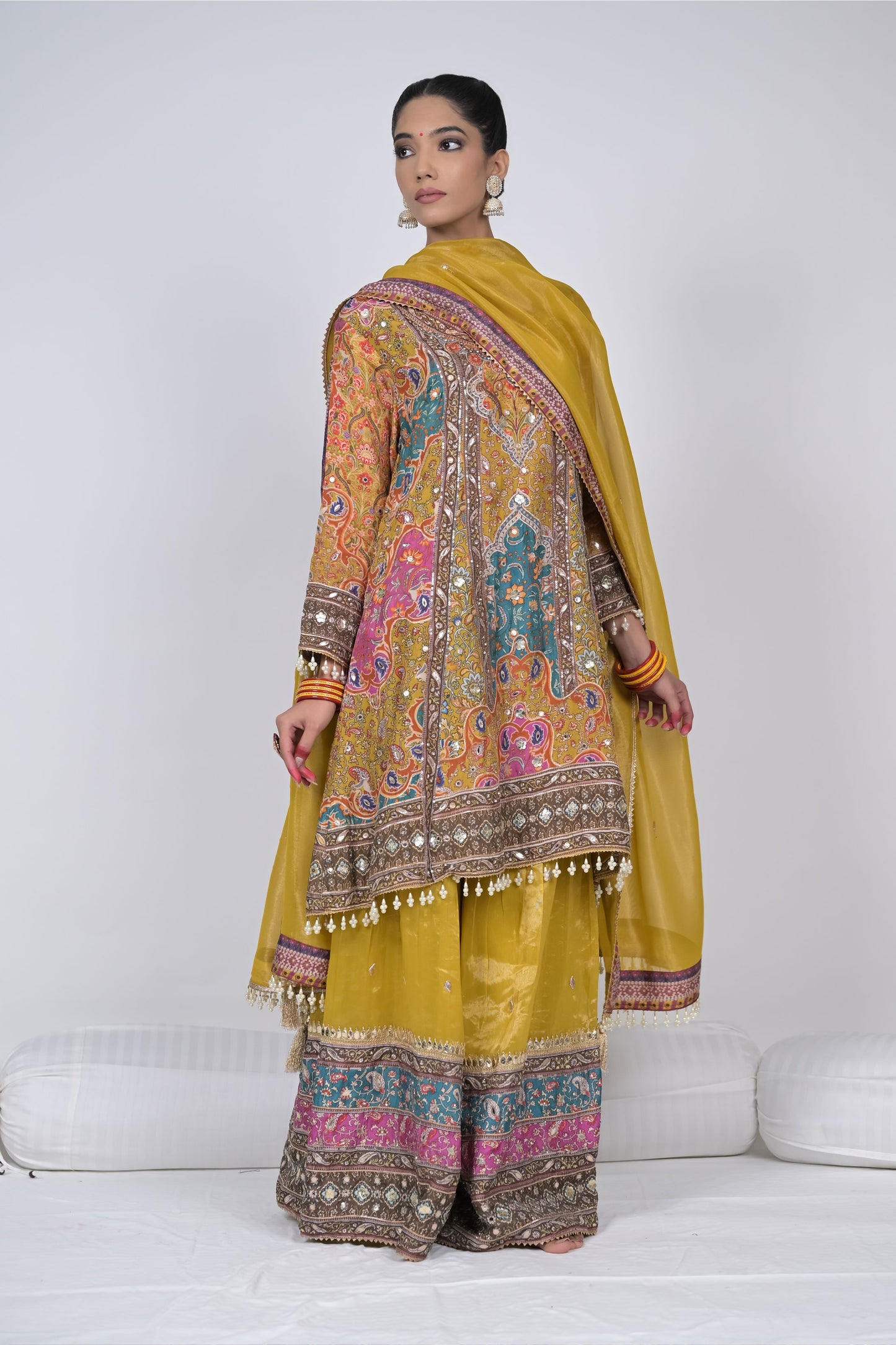 Traditional Rajwada Riwaaz Mustard Sharara Suit