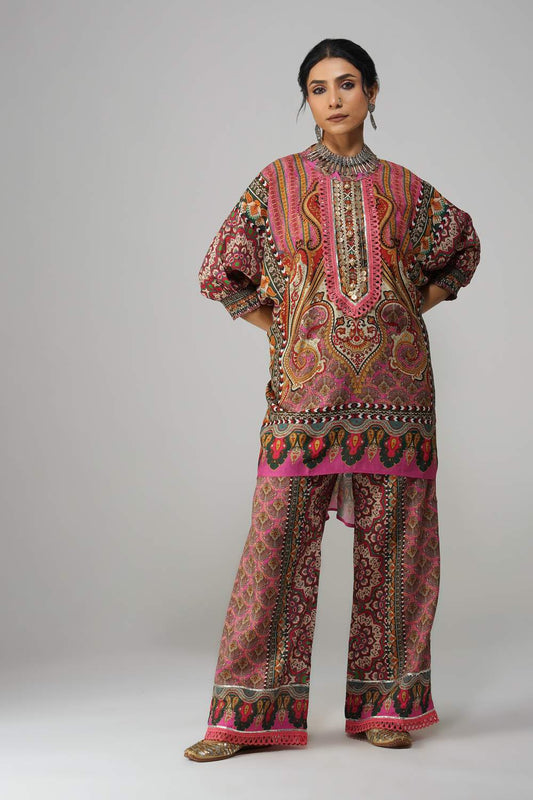 Sawariya Cot-Cotton Printed Co-ord Set with Mirror Embellishment