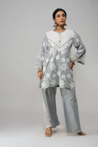 Rangreez Cot-Cotton Co-ord Set with Delicate Lace Detailing