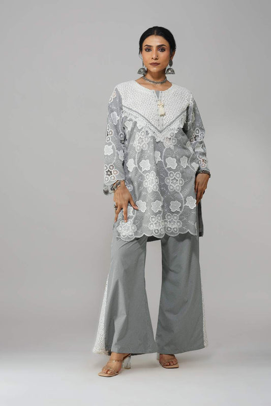 Rangreez Cot-Cotton Co-ord Set with Delicate Lace Detailing
