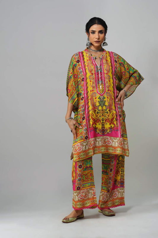 Multicolor printed cotton muslin co-ord set
