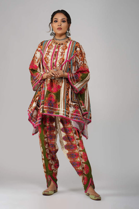 Vintage-inspired printed co-ord set in cotton muslin