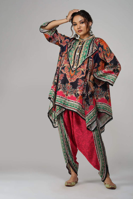 Bohemian Blossom Printed Co-ord Set in Cotton Muslin