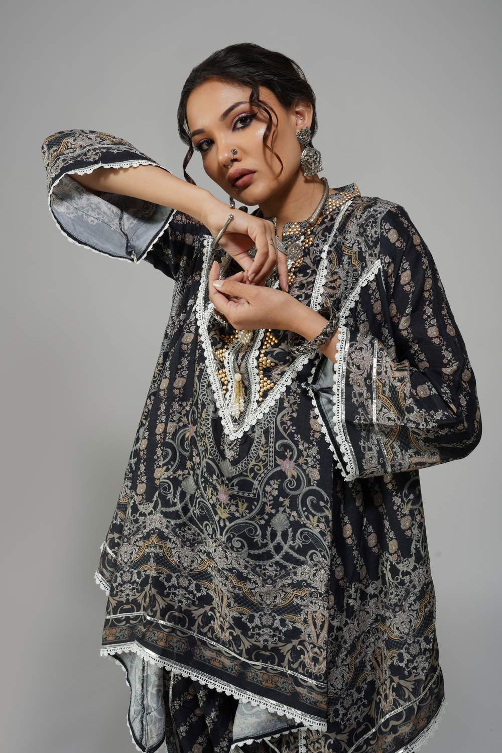 Midnight Tapestry Co-ord Set in Cotton Muslin