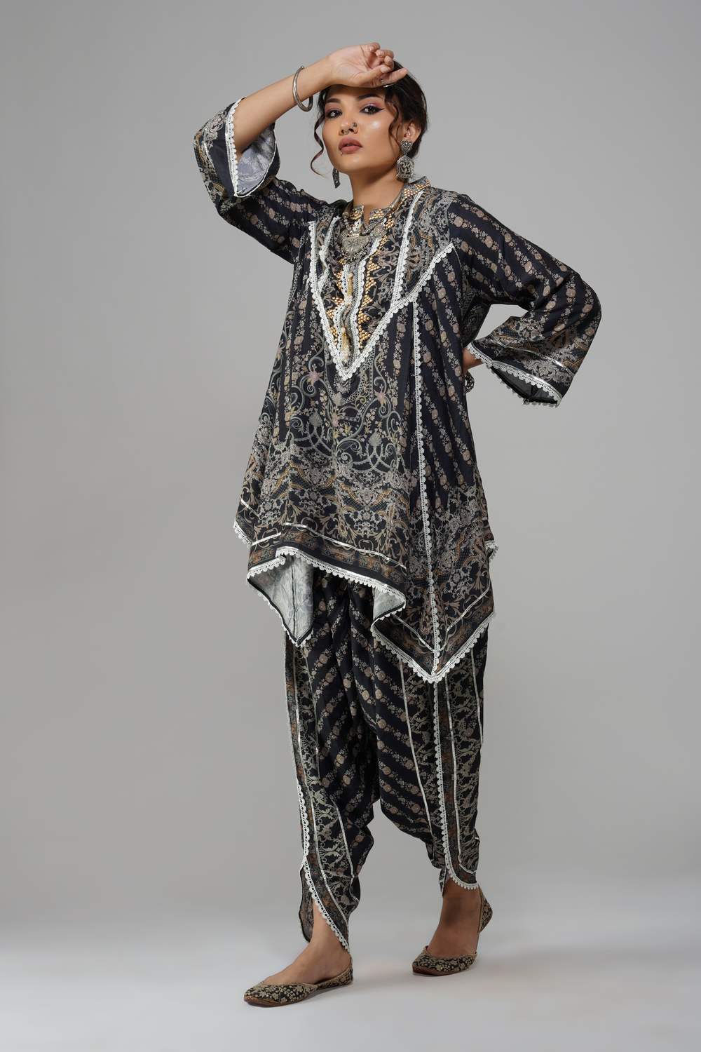 Midnight Tapestry Co-ord Set in Cotton Muslin