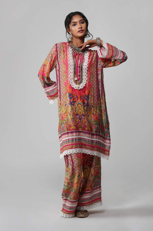 Crimson Bloom in Cotton Muslin