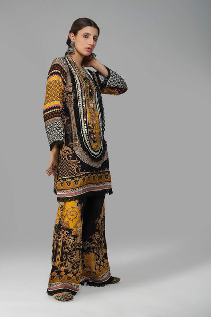 Ishum Royal Heritage Kurta in Mustard & Black – Cotton Muslin Elegance