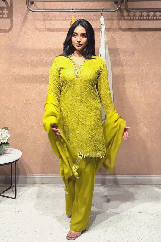 Ishum Noor Lime Radiance Cotton Muslin Co-Ord Set