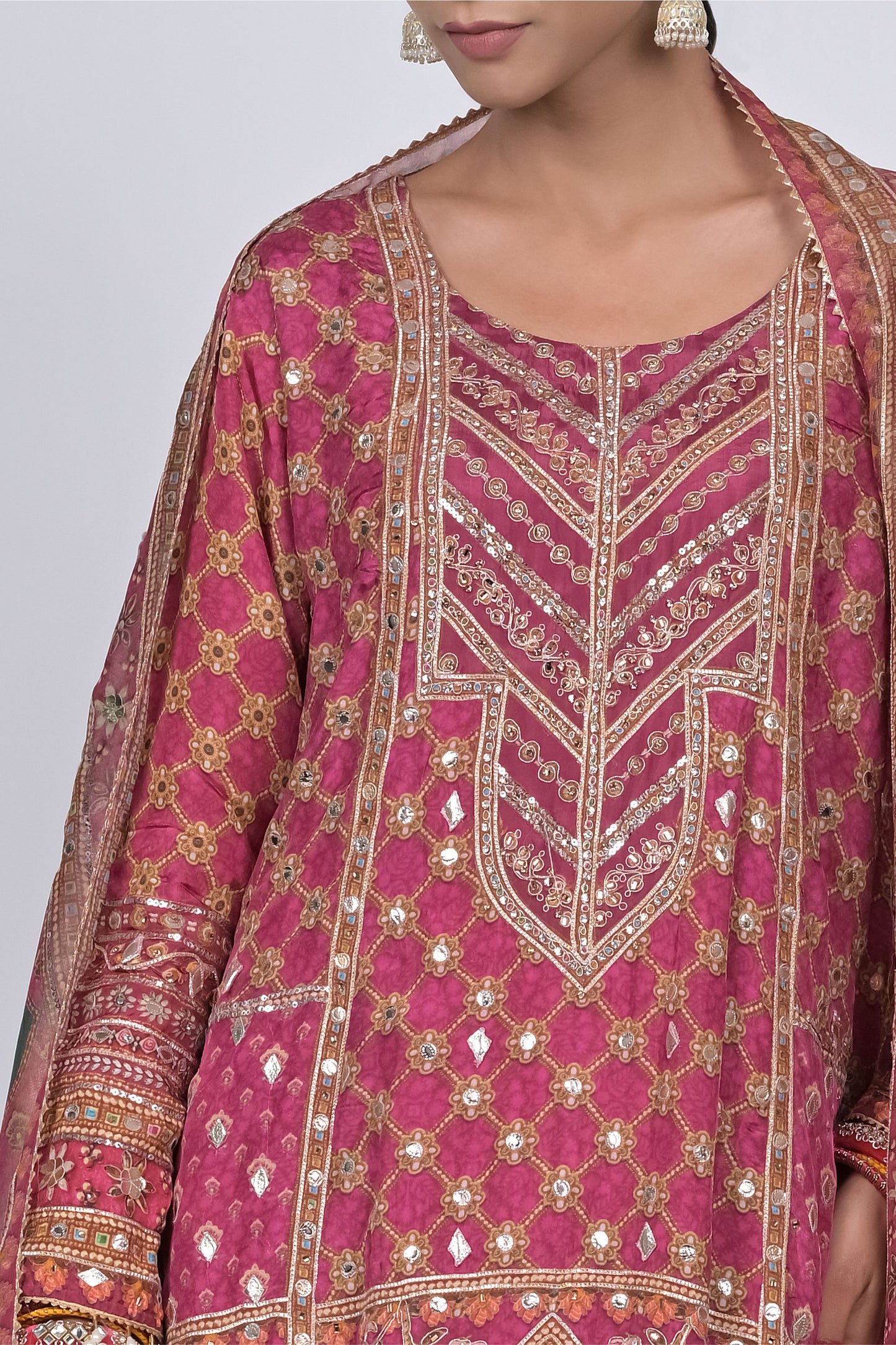 Regal Charm: Rajwada Riwaaz Viscose Crepe Pink Sharara Suit