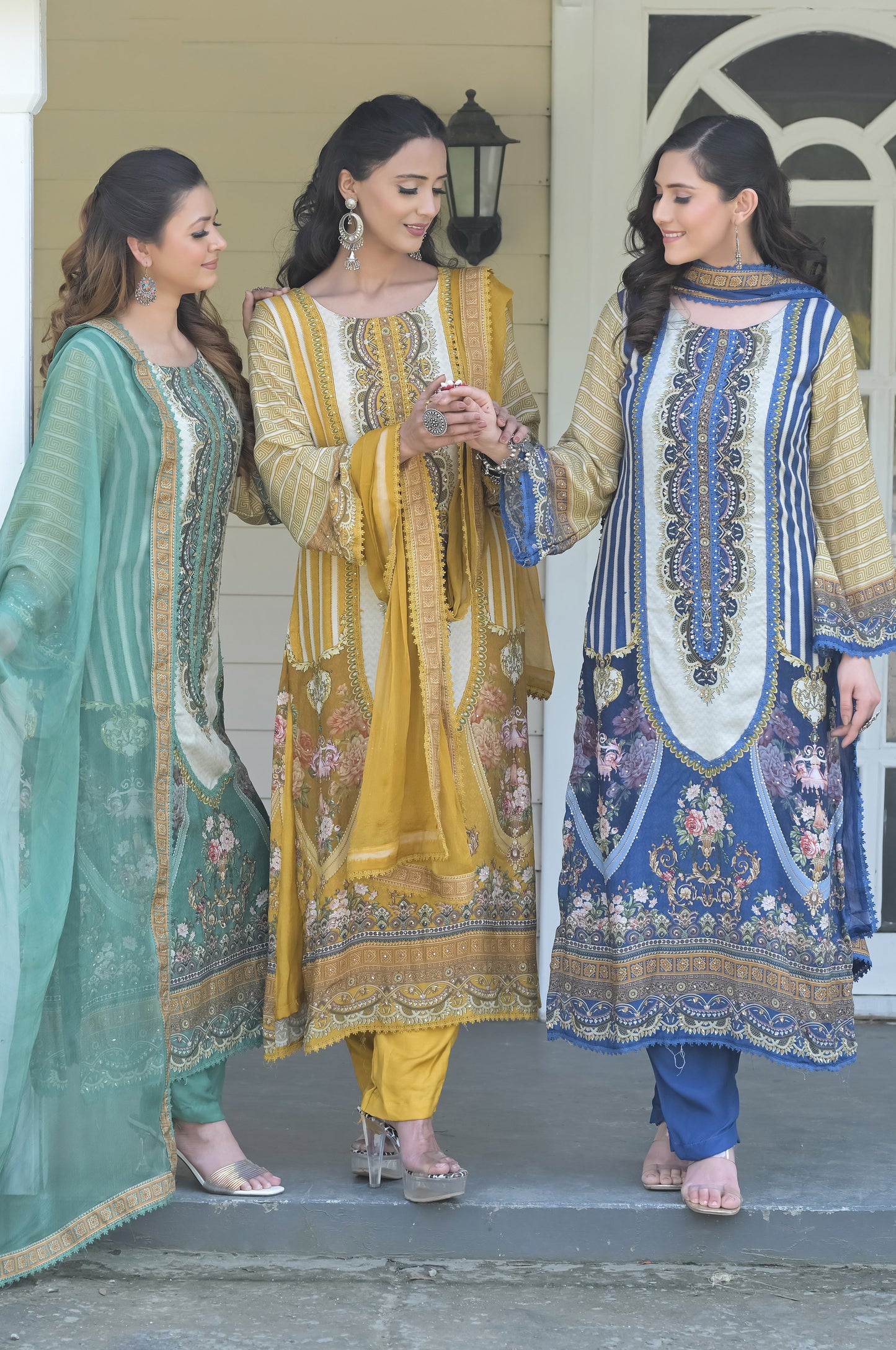 Persian, Pine Green Cotton Muslin Suit - Summer Collection #ISH-018-02