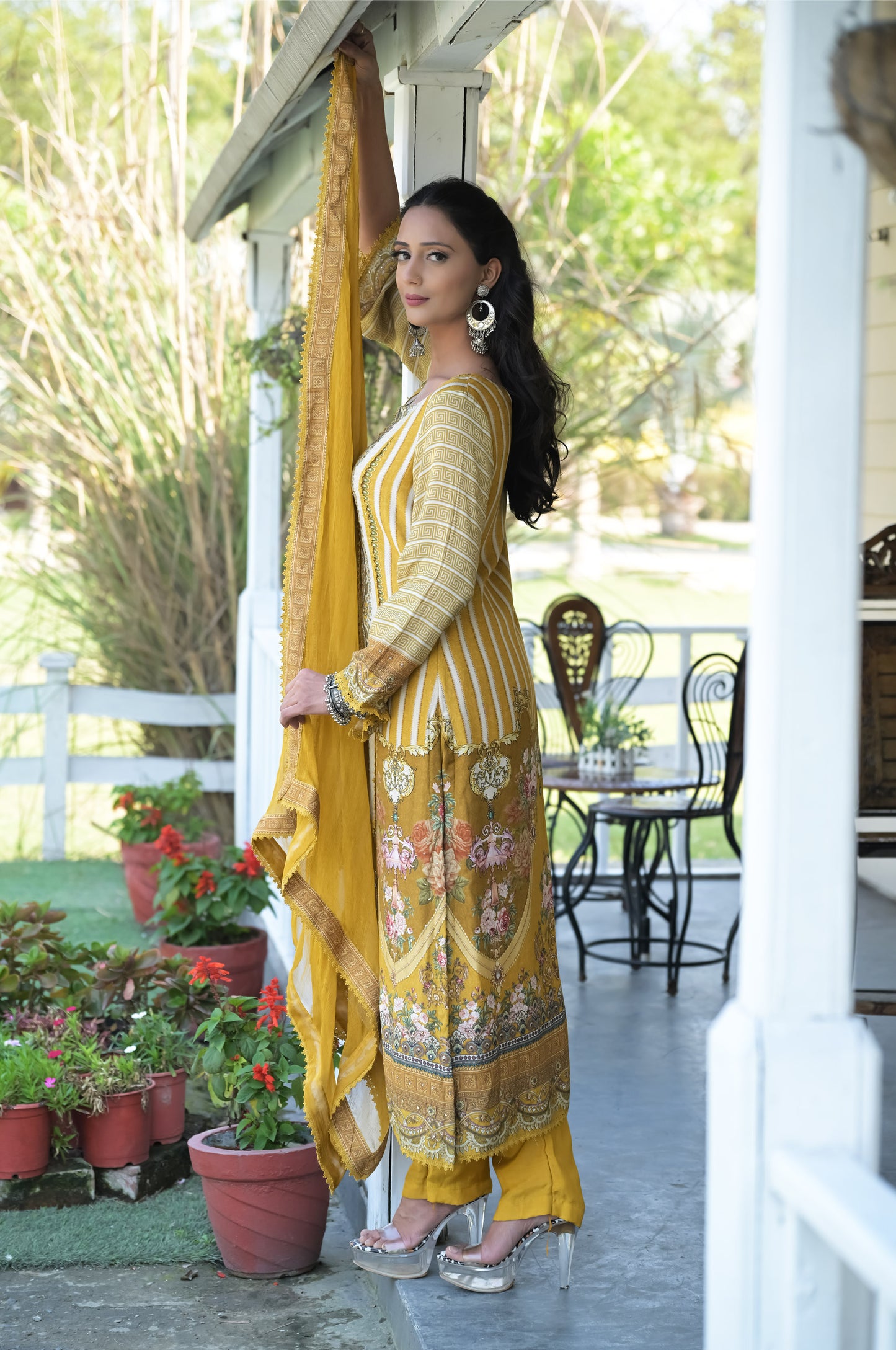 Persian, Mustard Cotton Muslin Suit - Summer Collection #ISH-018-03