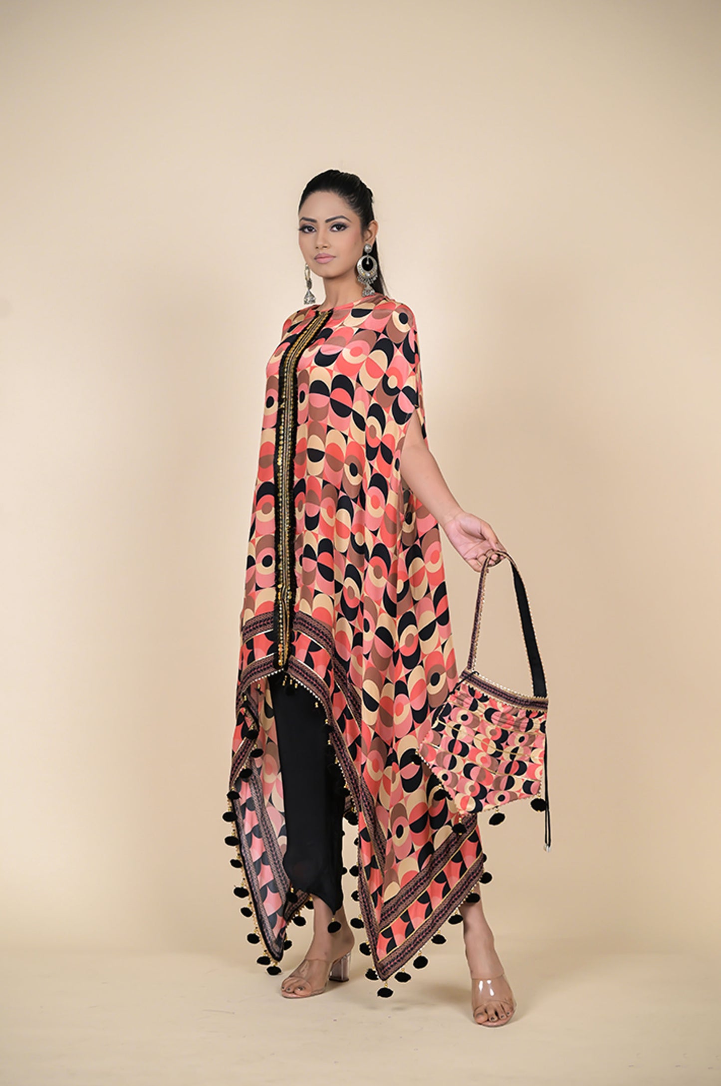 Abstract Multi Color Print Kaftan, Cotton Muslin - Summer Collection #ISH045