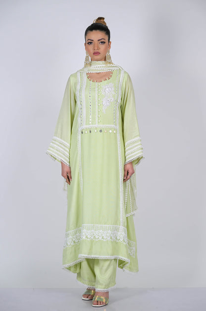 Elegant Green Mist Ensemble Anarkali suit - A Touch of Grace and Style - #ISH-51-02