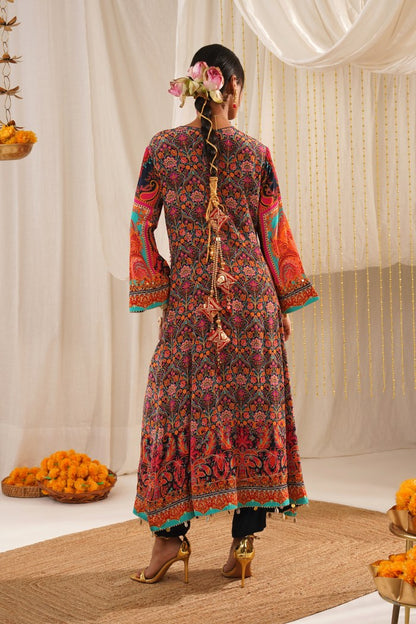 Riwayat - Multicolor Choga Suit - Embroidered Elegance