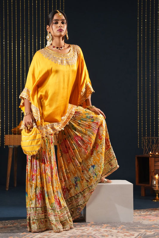 Classic Mustard Crepe Choga Suit - Jashn-E-Rang