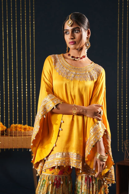 Classic Mustard Crepe Choga Suit - Jashn-E-Rang