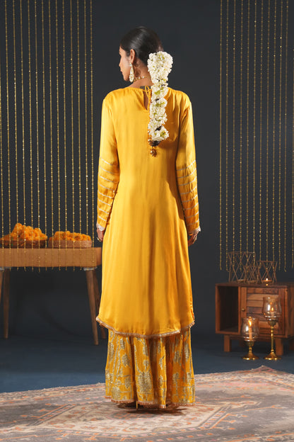 Mustard Crepe Choga Suit Effortlessly Elegant - Jashn-E-Rang