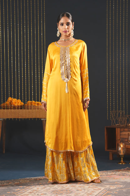 Mustard Crepe Choga Suit Effortlessly Elegant - Jashn-E-Rang