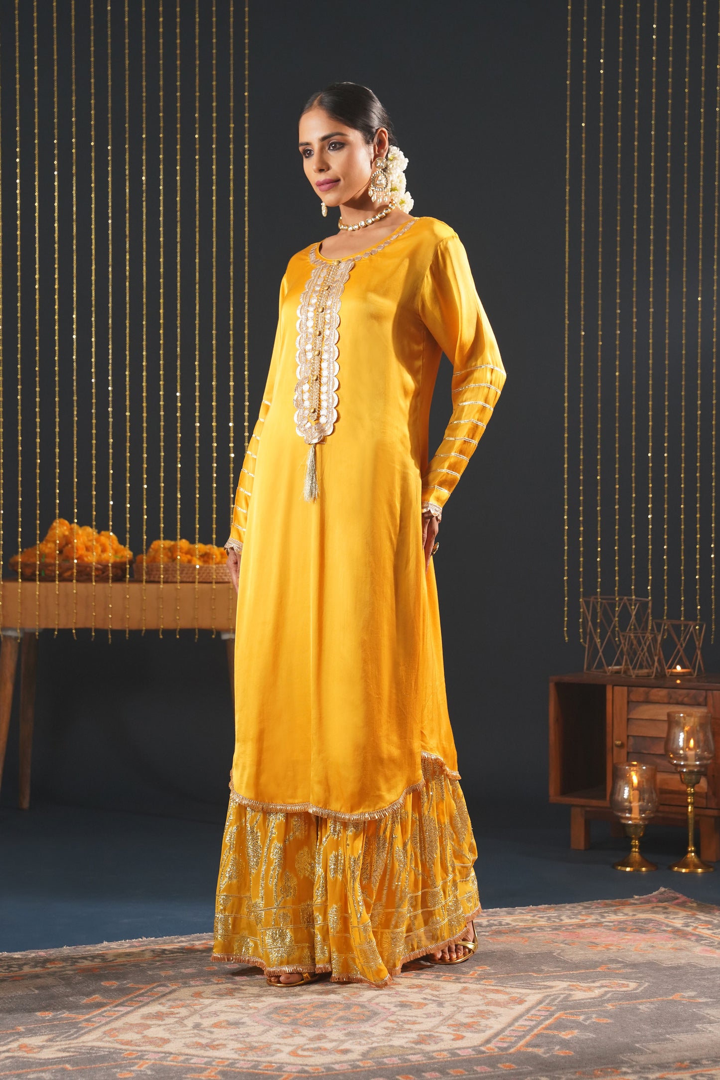 Mustard Crepe Choga Suit Effortlessly Elegant - Jashn-E-Rang