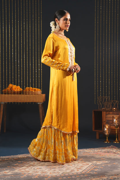 Mustard Crepe Choga Suit Effortlessly Elegant - Jashn-E-Rang