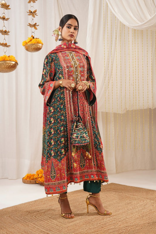 Riwayat Classic Choga Suit Set - Mughal Inspired Design